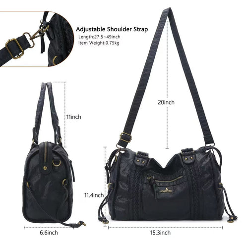 Bag for Women, Vegan Leather Hobo Satchel, Large 15.3"x6.6"x11.4" Tote Purse Shoulder Bag
