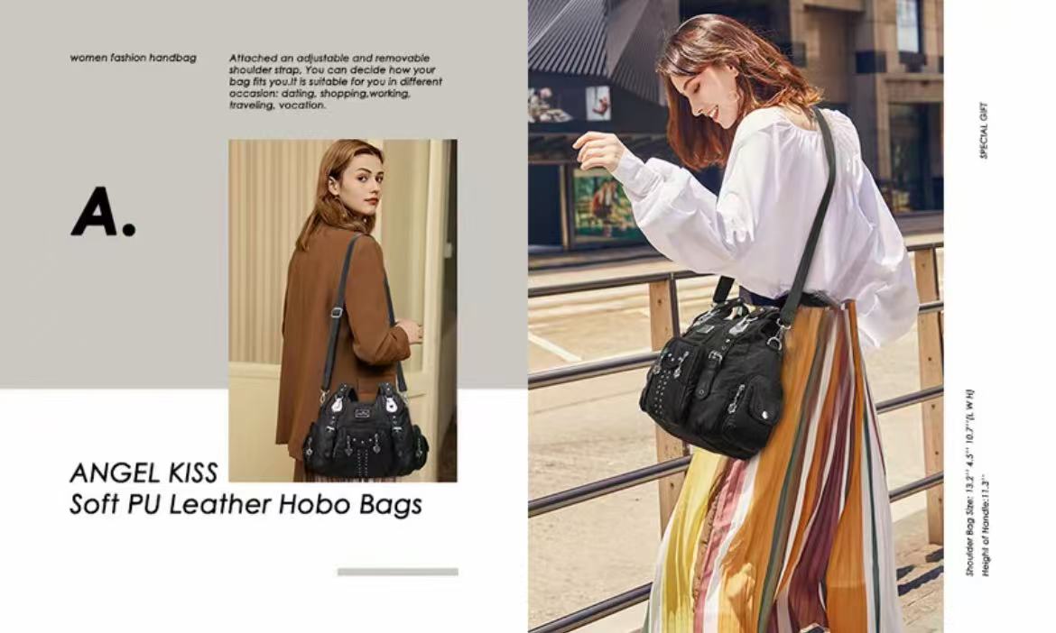 High Quality Fashionable Elegant Large Hobo(13.2" x 4.5" x 10.7") Crossbody Shoulder Bag for Women - Soft PU Leather, Adjustable Shoulder Strap, Multiple Pockets, Anti-Theft Back Zipper, Casual Hobo Crossbody Purse, Crossbody Shoulder Bags